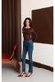 Lycra Mini Flare Jean Trousers with Tassels at the Legs - 2