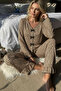 Women's Long-Sleeve Leopard Printed Bow-Detail Loungewear Pajama Set