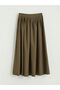 Khaki Zippered Pleated Skirt - 6