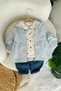 My Little One's Hooded Piece Set - Baby Girl with Tulip Patterned Shirt and Jacket - Baby Blue
