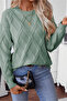 Womens Knit Sweater Mint Crew Neck Long Sleeve Patterned Winter Soft - 6