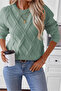 Womens Knit Sweater Mint Crew Neck Long Sleeve Patterned Winter Soft - 4