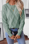 Womens Knit Sweater Mint Crew Neck Long Sleeve Patterned Winter Soft - 2