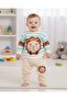 Lion Patterned Baby Set (3-18 Months) - Striped Long Sleeve Sweatshirt and Sweatpants