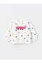 Lcw Baby Ecru Crew Neck Long Sleeve Printed Baby Girl Sweatshirt and Sweatpants Bottom 2-Piece Set - 2