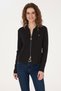 Women's Black Zippered Polo Collar Knitwear Cardigan 50317375-Vr046