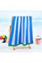 Beach Towel White & Light Blue Cool Stripe 86 X 162 Cm Cotton Pool Towel - 3