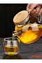Heat Resistant Borosilicate Glass Teapot with Strainer (1000ml) Vacuum Bamboo Lid, Teapot - 5