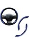 Carbon Fiber Anti-Skid Segmented Steering Wheel Cover,Universal Fit,Blue