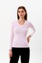 Organic Cotton Pink Women's Long Sleeve V-Neck Blouse - 4
