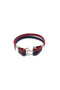 Crimson Navy Knot – Genuine Leather Braided Steel Detail Men's Bracelet-50-672 - 2