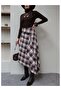 Asymmetrical Belt Detail Plaid Skirt - 3