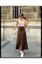 Women's Verev Cut Draped Satin Skirt Brown 2818