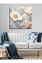 White Flower with Blue Petals One Piece Square Canvas - Canvas Painting