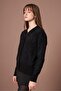 Women's College Collar Beard Cardigan Black 25043 - 2