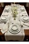 Chain Embroidered Dining Table Cloth Set for 8 People 160X260 cm - 2