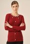 Women's Pearl and Beyoğlu Detailed Knitwear Cardigan Red 25090