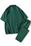 Men Dark Green Short Sleeve Shirt and Trousers Co-Ords - 3
