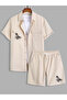 Men Graphic Printed Pocket Detail Shirt and Shorts Co-Ords