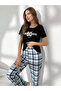 Women Black Graphic Print T-Shirt and Pyjama Set