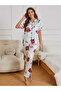 Women Graphic Print Short Sleeve Shirt and Pyjama Set - 2