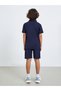 Boys Navy Color Block Polo T-Shirt and Shorts Set - 6