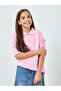 Girls Light Pink Cotton Long Sleeve Polo T-Shirt