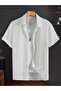 Men White Textured Short Sleeve Shirt