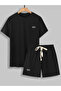 Men Solid Textured Short Sleeve T-Shirt and Shorts Co-Ords - 2