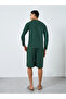 Men Green Long Sleeve T-Shirt and Shorts Pyjama Set - 5