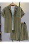 Men Textured Short Sleeve Shirt and Shorts Co-Ords - 2