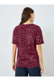 Women Burgundy Bow Print Oversized T-Shirt - 4