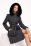 Gingham Textured Detachable Fur Hooded Belted Cashmere Coat - 3