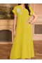 Women Floral Patch Detail Open Collar Maxi Dress - 3