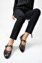 Women's Single Strap Studded Casual Ballerinas Bitter Brown Patent Leather - 5