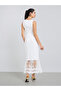 Women White Lace Mermaid Maxi Dress - 5