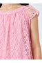 Girls Light Pink Lace A-Line Dress - 3