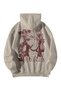 Unisex Cream Oversized Hoodie - Nana Black Stones Anime Printed 3 Thread Ş Fleece-Lined Streetwear Sweatshirt