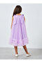 Girls Bow Tie Ruffle Hem Mesh Party Dress - 4