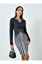 Women Black and White Graphic Print Bodycon Midi Dress