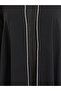 Women Black Front Open Abaya with Contrast Piping - 3
