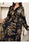 Women Floral Print Jalabiya with Side Tie-Up - 4
