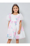 Girls Purple Floral Print Puff Sleeve Dress - 2