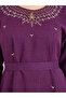 Women Purple Embellished Belted Jalabiya - 4
