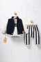 Rocha Baby Boy Navy Blue Micro Vest Set 3-Piece Set - "Cosy Club" Printed Transitional Set - 3
