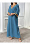 Women Textured Flower Patch Detail V Neck Jalabiya