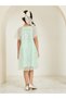 Girls Green Mesh Floral Embroidered Dress - 4