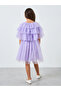 Girls Embellished Strappy Mesh Dress with Tulle Cape - 5