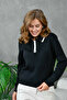 Women's Polo Neck Half Zipper Closure Basic Knitwear Sweater - 2
