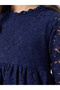 Girls Dark Blue Lace A-Line Dress - 3
